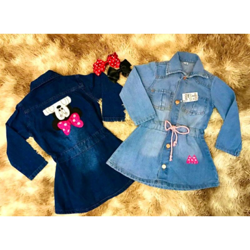 Vestido jeans best sale infantil manga longa