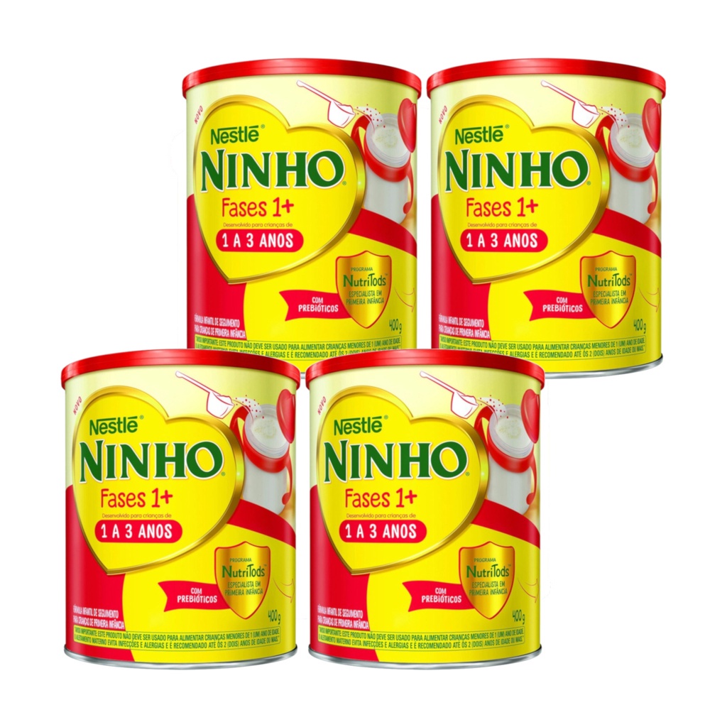 Kit 4x Leite em Pó Ninho Fases 1+ Nestlé 400g | Shopee Brasil