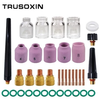 35 pcs TIG Stubby Gás Lente #10 Pyrex Copo de Vidro Kit Sobressalentes Duráveis Acessórios Práticos Para WP9 WP20 WP25 Tocha de Soldagem TIG