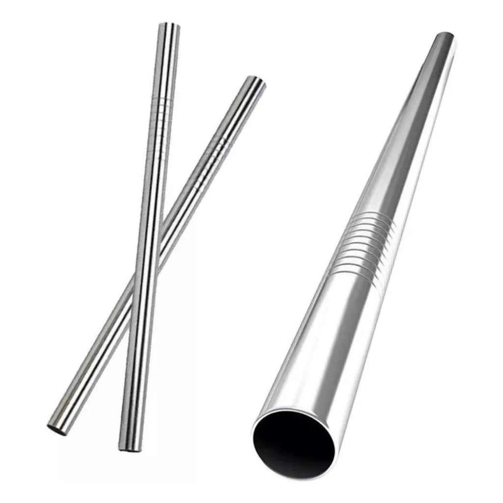 Kit 10 CANUDO Inoxidável Aço Inox Para Milk Shake 216 x 12mm