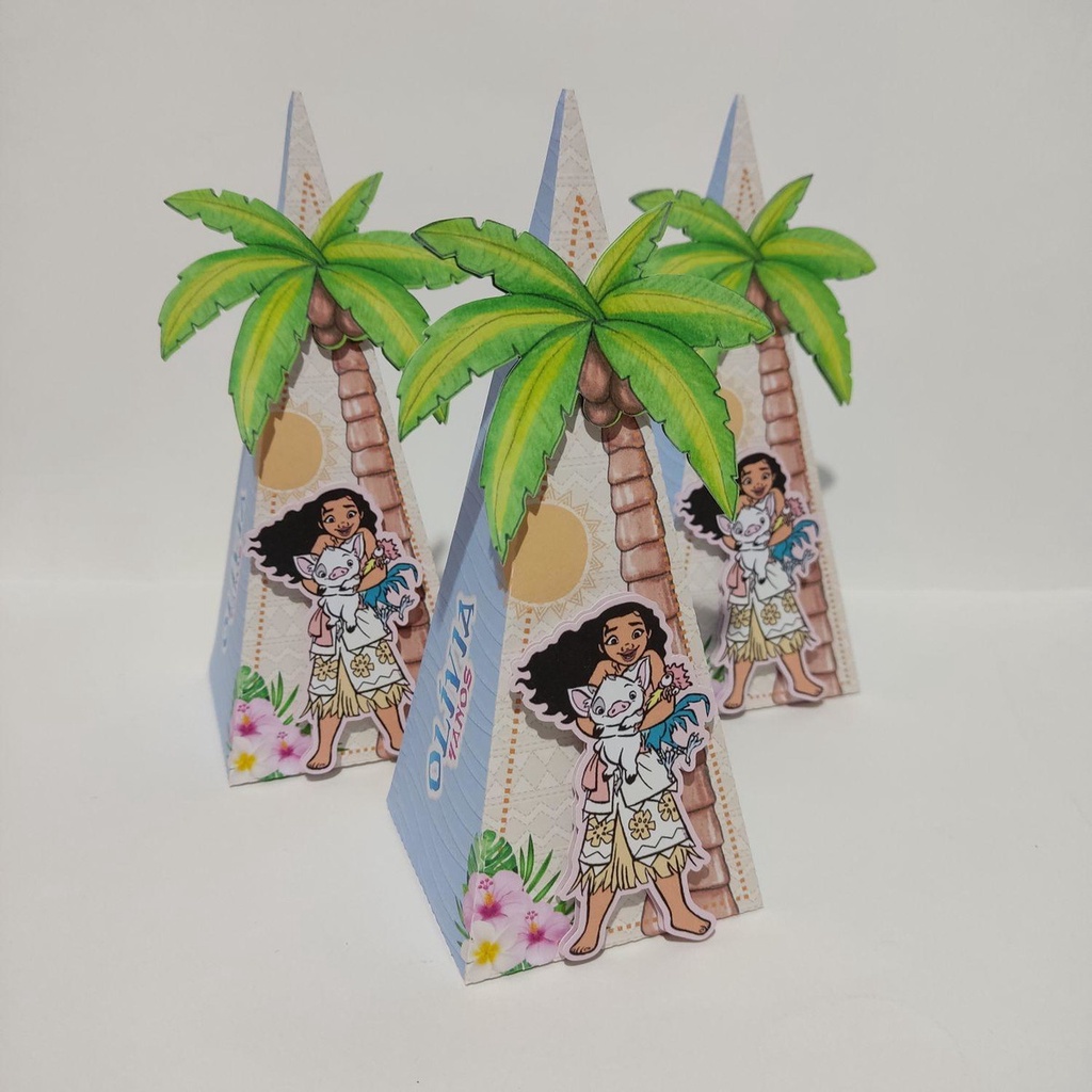 10 Caixas Piramide Personalizada Tema Moana Lembrancinha Infantil