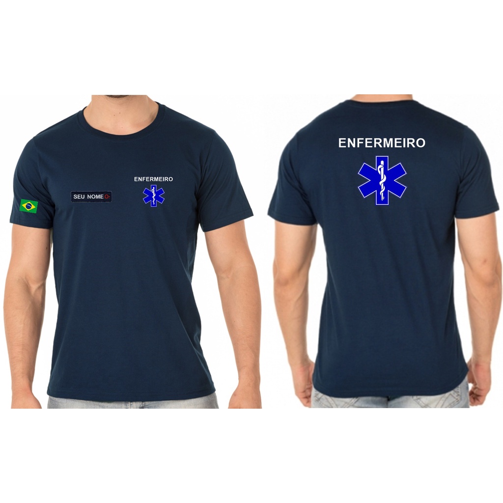 CAMISETA ALGODÃO MASCULINO PROFISSIONAL ENFERMEIRO BORDADO
