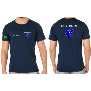 CAMISETA ALGODÃO MASCULINO PROFISSIONAL ENFERMEIRO BORDADO