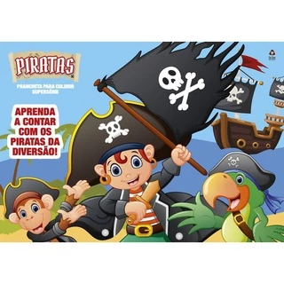 Piratas: Aprenda a Contar - Prancheta para Colorir
