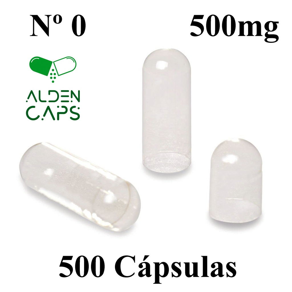 500 Cápsulas Vazias de Gelatina Incolor Nº 0 (500mg)