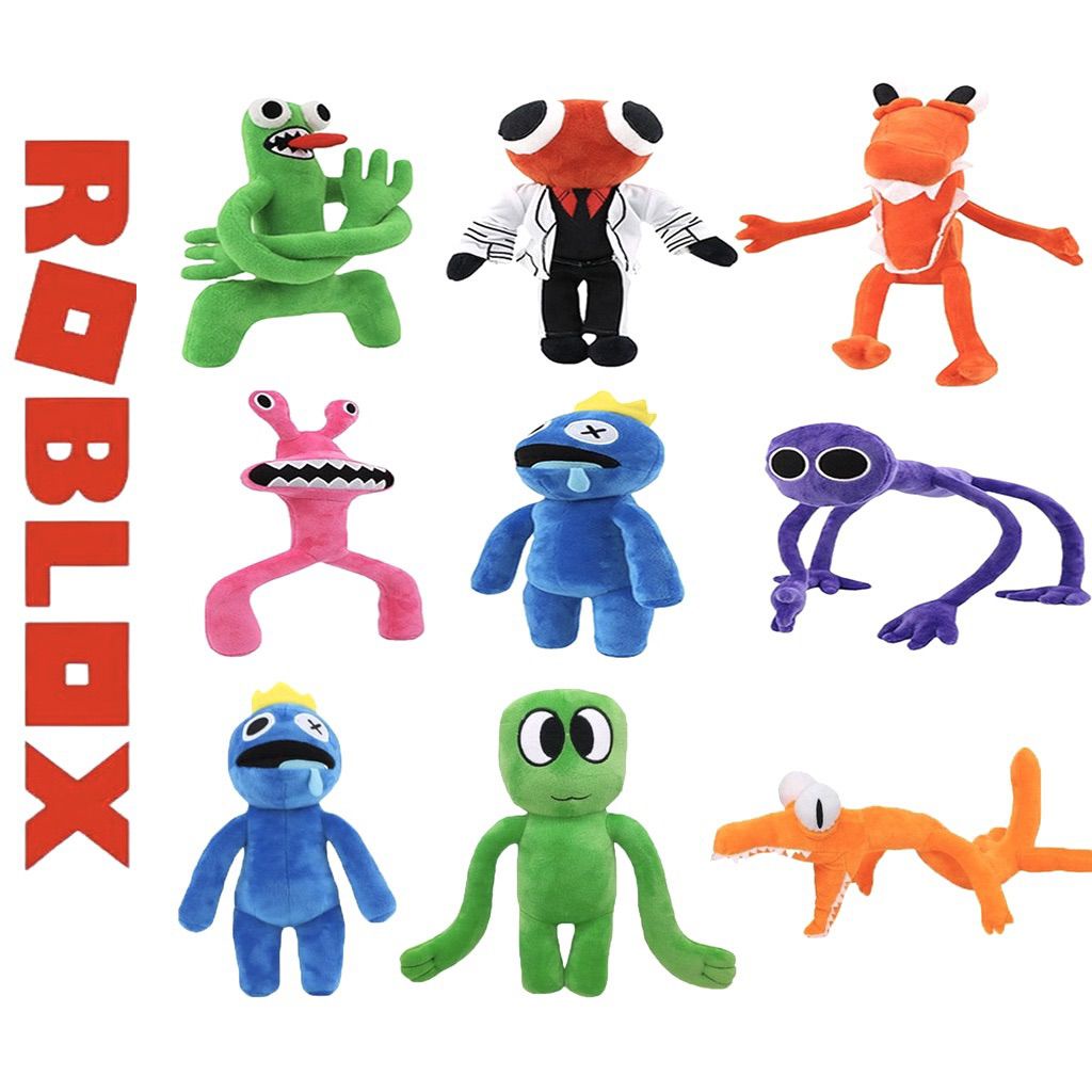 7 Personagens - Pelúcias Rainbow Friends (Blue, Red, Pink, Orange, Green,  Yellow e Purple)