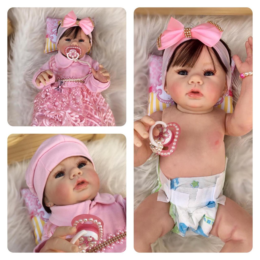 Boneca Bebê Reborn Abigail Corpo de Silicone Realista 48cm no Shoptime