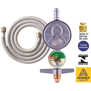 Kit 3m Mangueira Metálica Dako Registro 505Visor Aliança gas