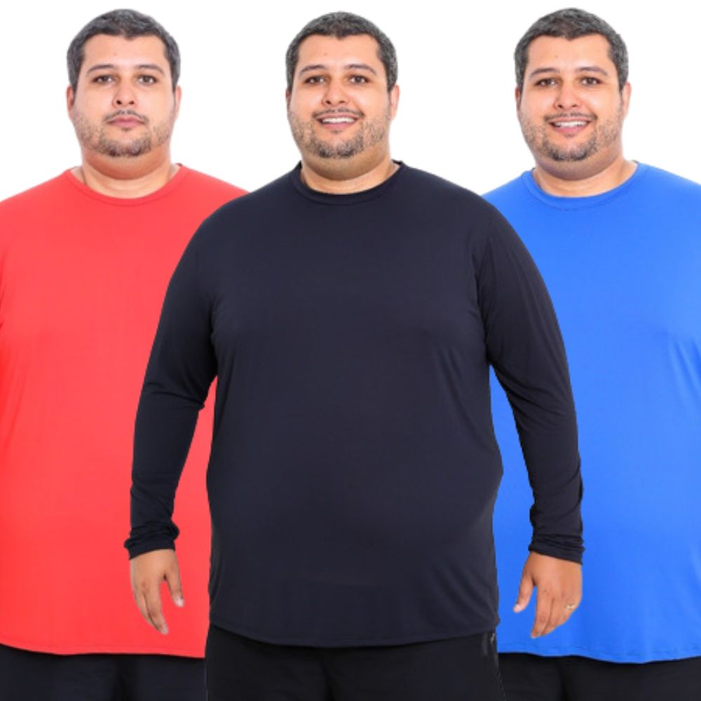 Kit 3 Camisa manga longa UV 50+ proteção solar XGG Plus Size - Escorrega o  Preço