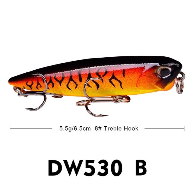 PRO BEROS Topwater Surface Pencil Popper Bait Bass Pike Lure Walk The Dog 65mm 5.5g Fishing Lure