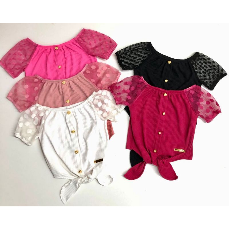Blusa Infantil e Juvenil Manga Curta Menina Princesa Mini Diva Moda Bloguerinha 2022 Lançamento Promoção