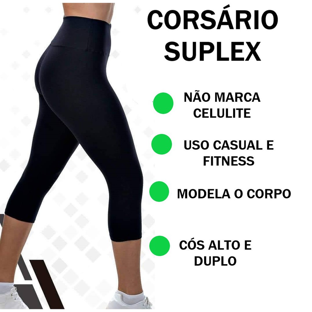 Calça Legging Corsário Suplex Cintura Alta - Capri para Academia