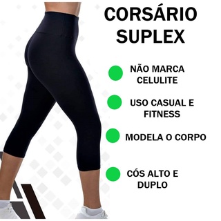 Calça Legging Leg Corsário Fitness Moda Academia Suplex Ginástica Corsário  Com Tela