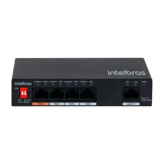 Switch Intelbras SF 500 Hi-PoE+ 5 Portas Fast Ethernet 10/100 4 Portas PoE 1 Porta Hi-PoE