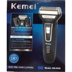 Máquina Barbear Shaver Kemei 3 Em 1 KM-6558 Nariz Barba Pelos e Corpo