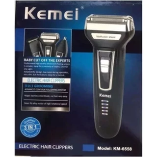 Máquina Barbear Shaver Kemei 3 Em 1 KM-6558 Nariz Barba Pelos e Corpo
