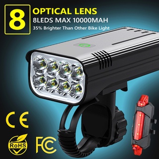 8LED 10000 Mah Ultra Brilhante Luz De Bicicleta USB Recarregável Farol 30000LM Lanterna Banco Do Poder À Prova D