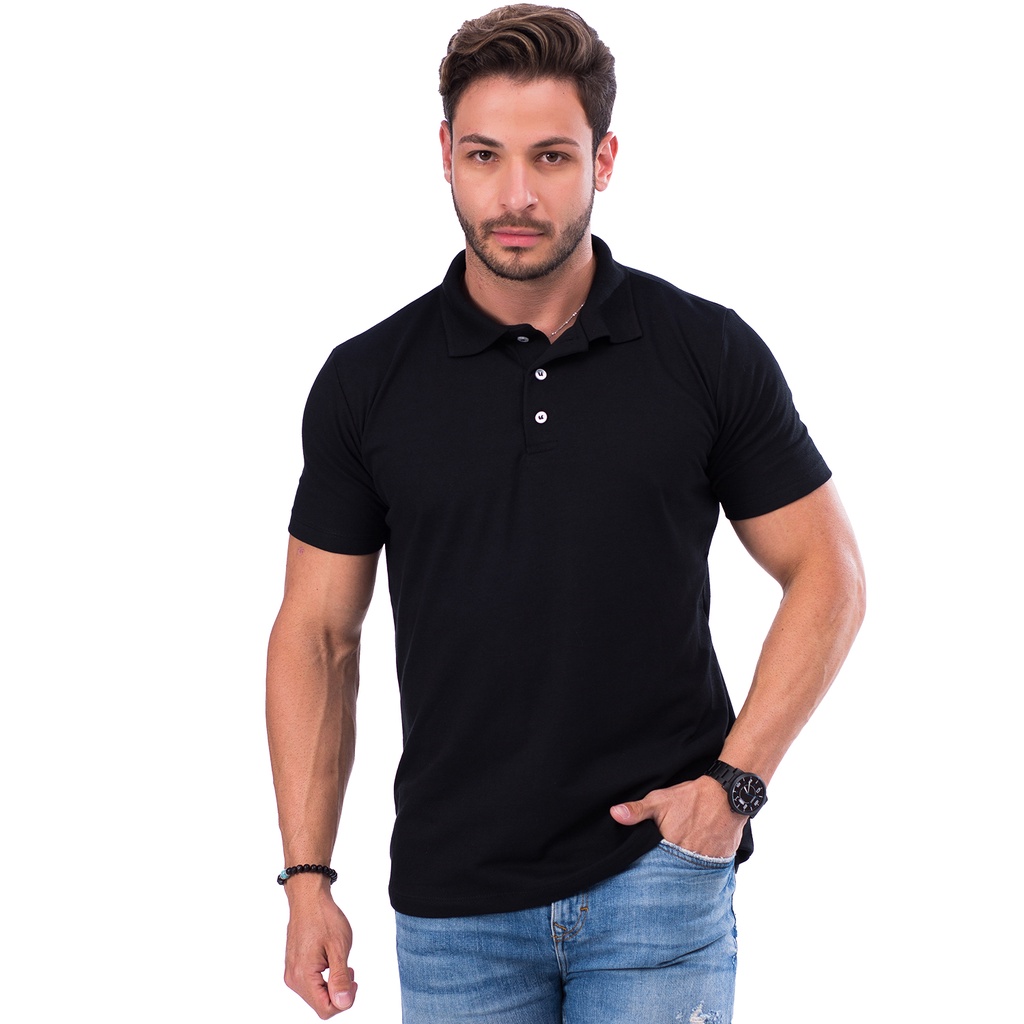 Camisa Polo Masculina Lisa Malha Premium Slim Fit | Shopee Brasil