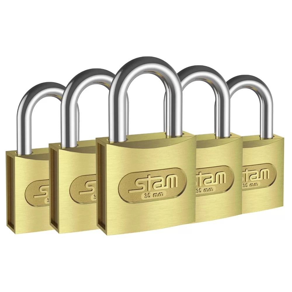 Cadeado segurança Stam original zamac latonado 20mm - 45mm | Stam