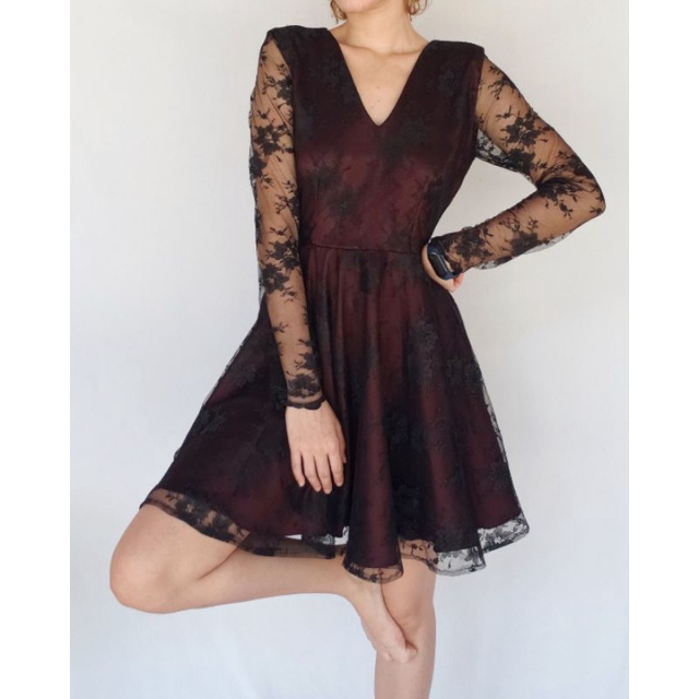 Vestido vinho hot sale e preto