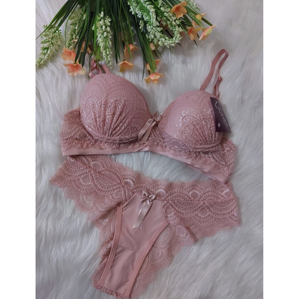 Conjunto Lingerie Rendado String Sepie (24230) Rosa 