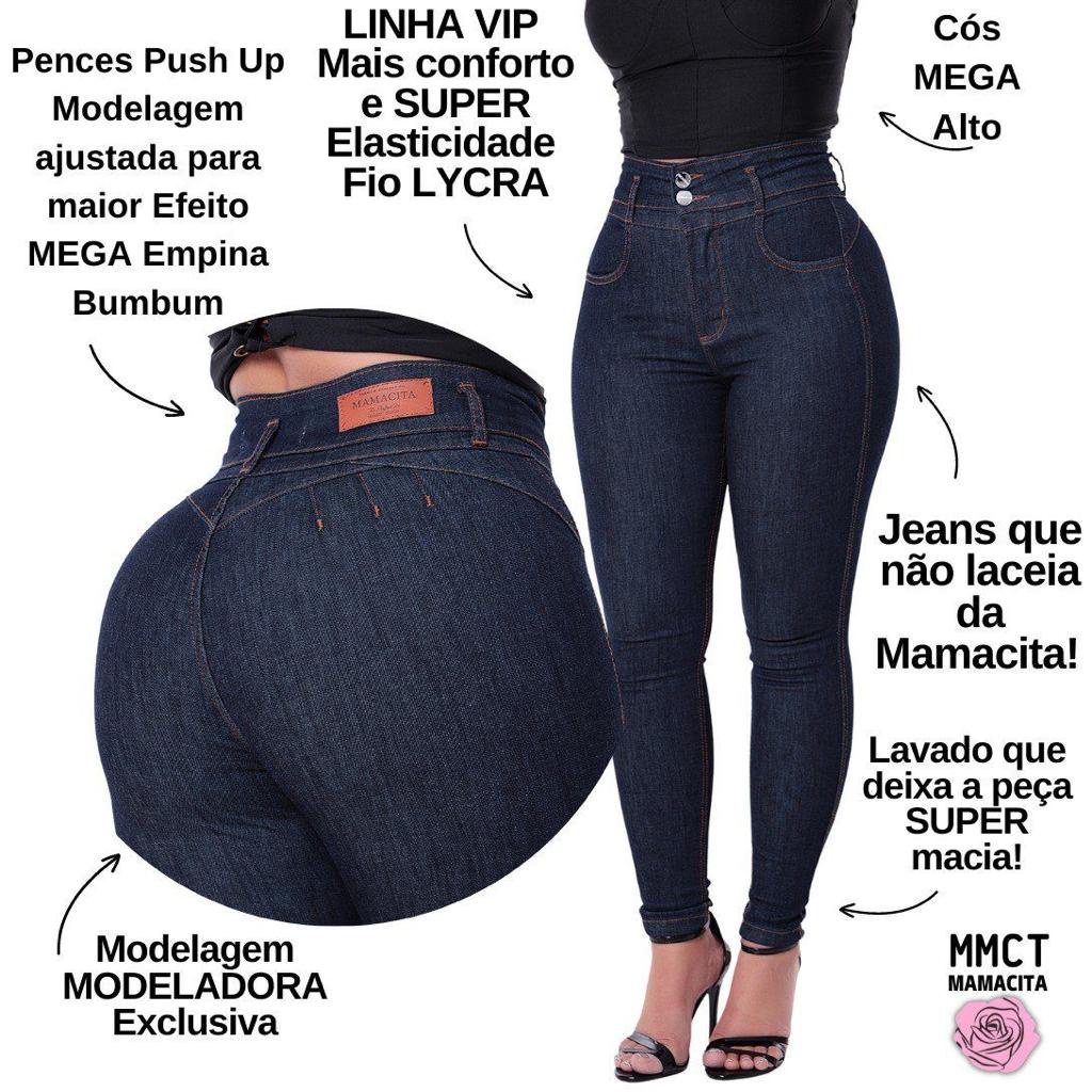 Calça Mamacita Jeans Modeladora Push Up Amaciado