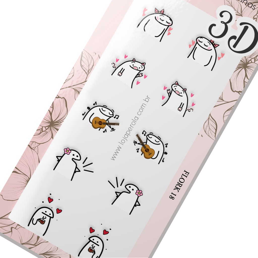 Adesivo 3D para Unhas-Flork(laço, porco, violão, café) | Shopee Brasil