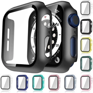 Para A Capa Protetora Apple iWatch Com Protetor De Tela De Vidro Temperado design Dois Em Um Cobertura Total Dura 38 mm 40 42 44 41 45 Adequado