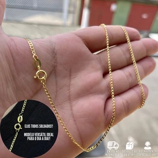 Corrente Masculina De Ouro Grumet 2mm 70cm Banhada a Ouro 18k Cordão C/Garantia em Oferta na Shopee