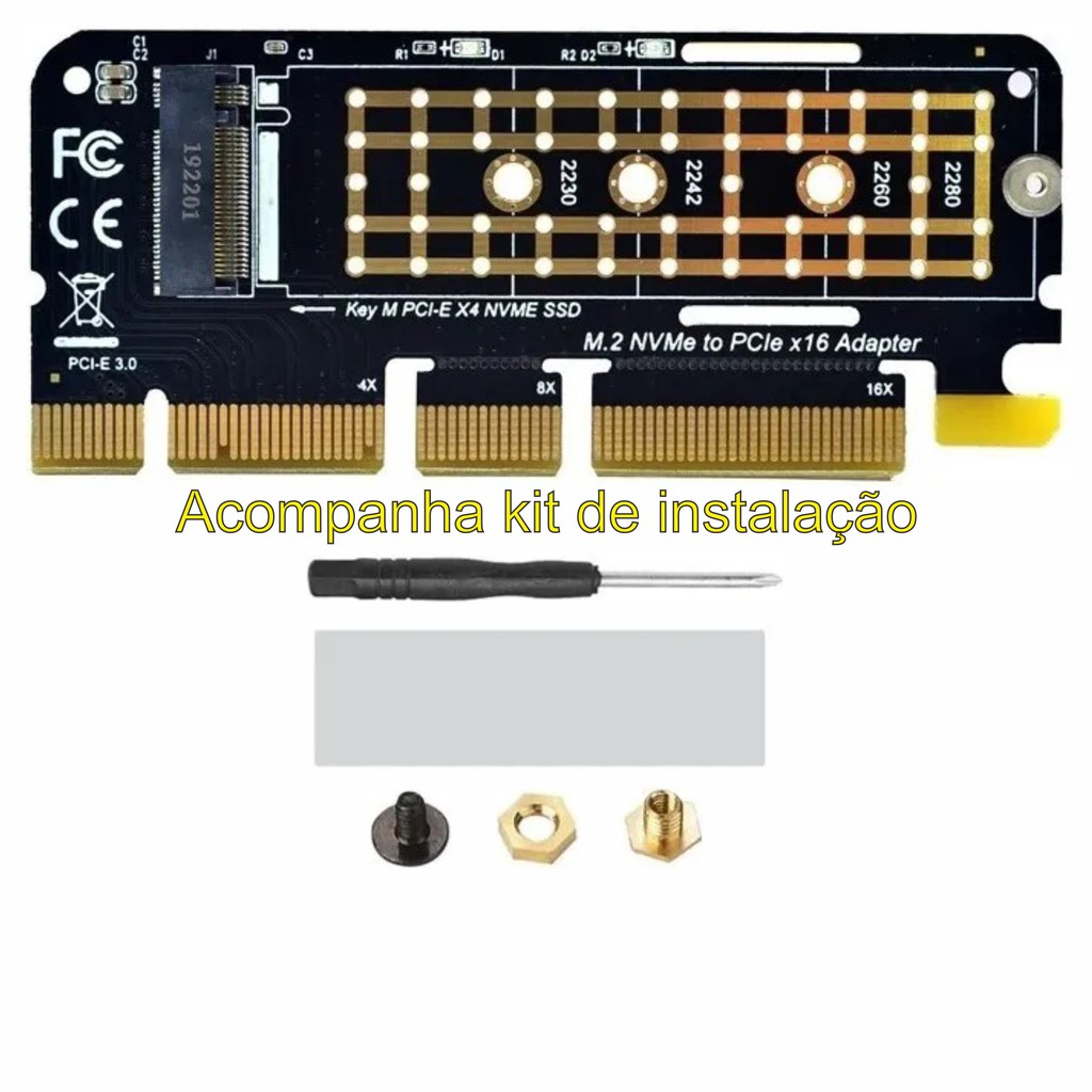 Adaptador Ssd M2 Nvme Pci Express 4x 8x 16x Shopee Brasil