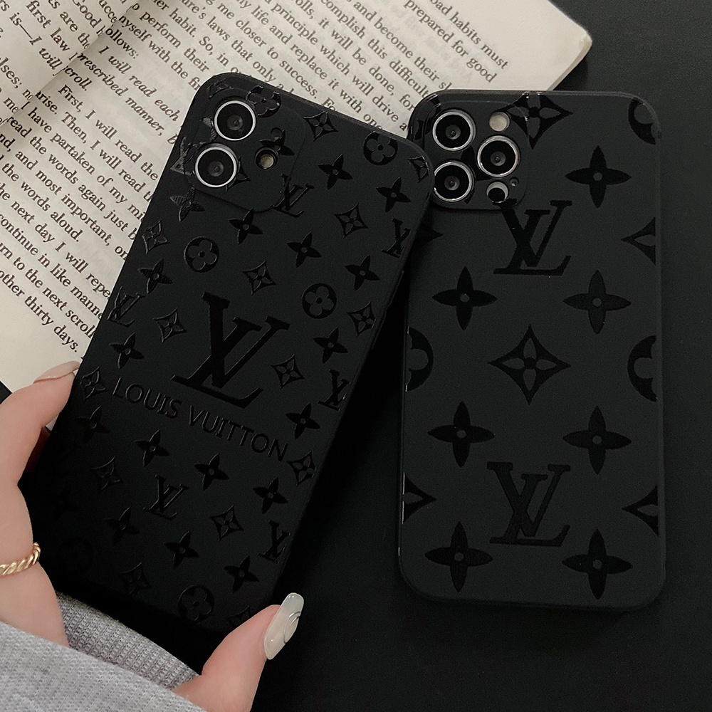 LV Preto TPU Capa Flexível Para iPhone 13 12 14 pro max 11pro X XS