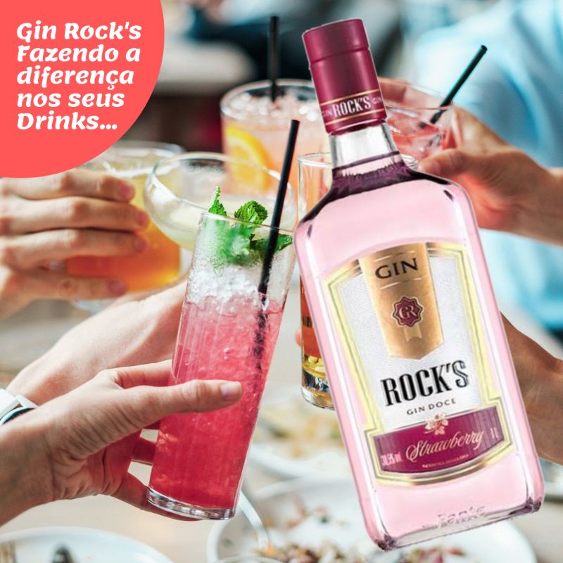 Gin Rock's Strawberry/ Produto Original/Garrafa 1 L | Shopee Brasil