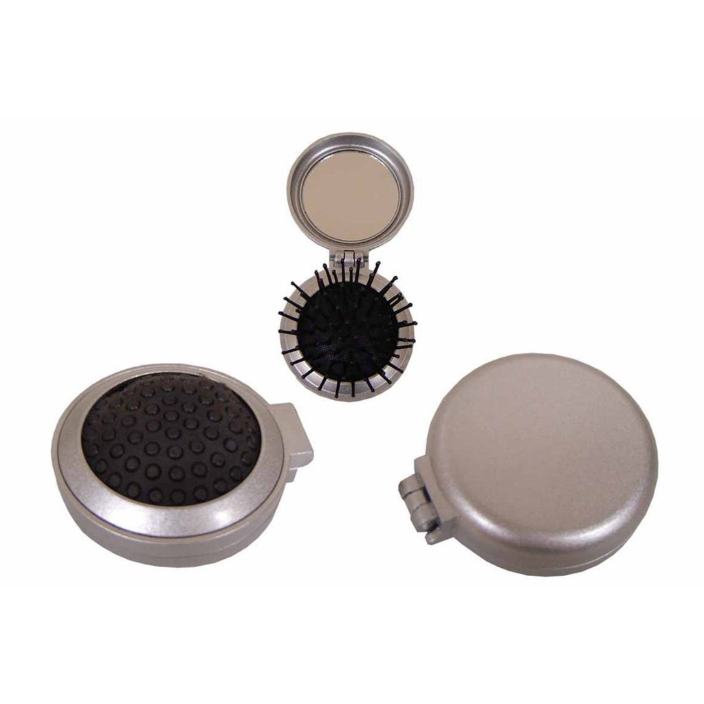 Espelho Com Escova Para Cabelo Sem Personalização Pente Caixinha Caixa Redondo Bolsa