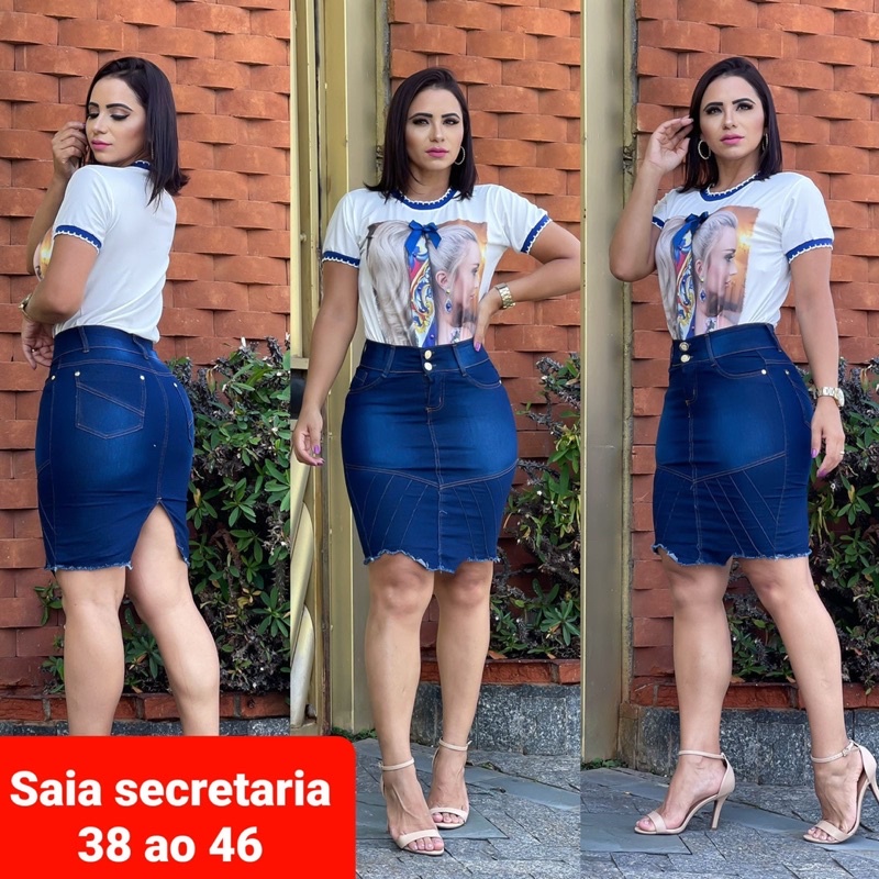 Saia sale jeans secretaria