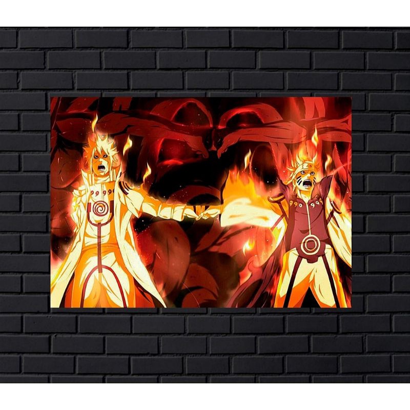 Quadro Decorativo Naruto Kurama e Minato Modo Kurama Guerra Ninja Anime Naruto Shippuuden Mangá