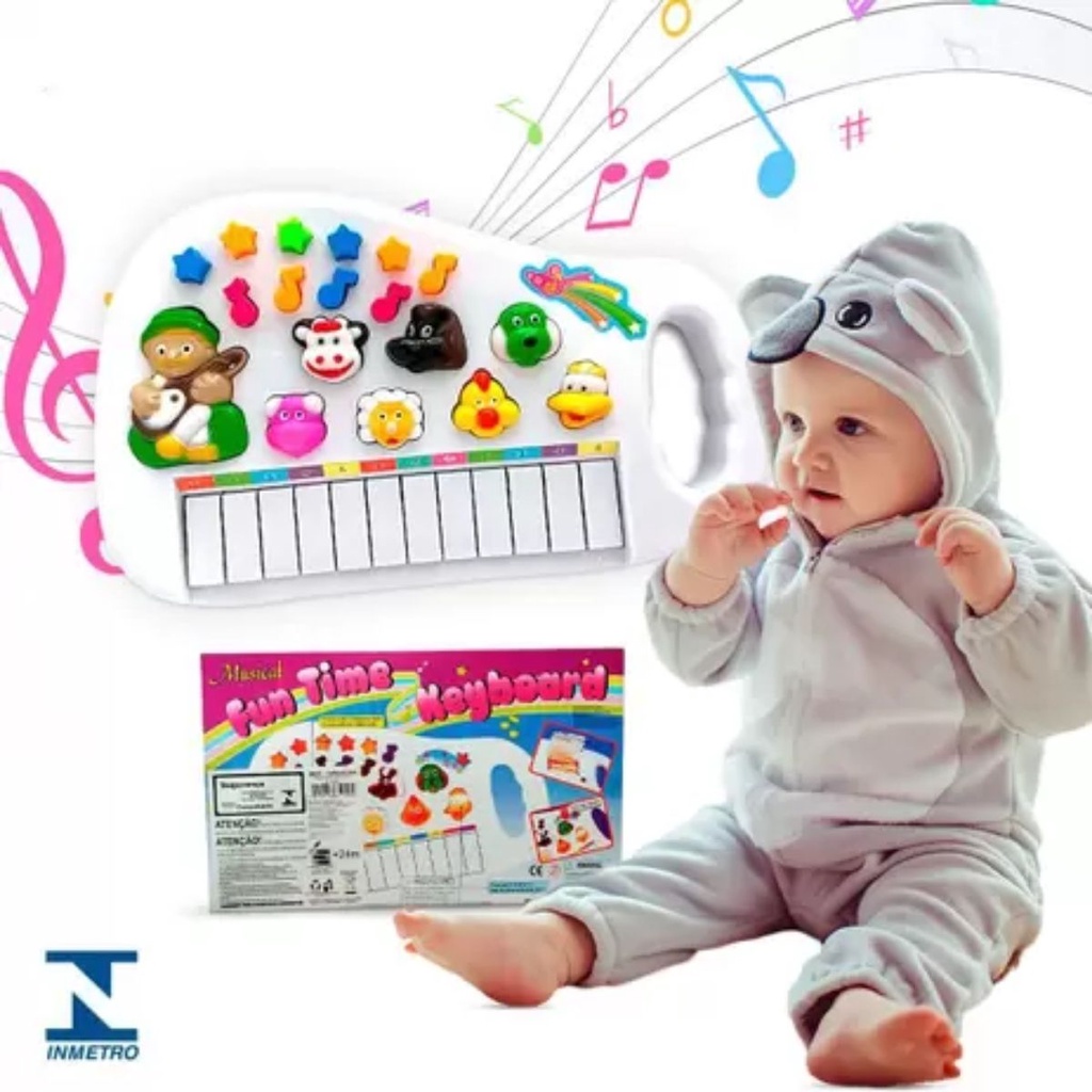 Piano animal Pianinho Infantil Educativo Teclado Musical Bebê Ia Ia O  Bichos Fazendinha Musical, Fanwix