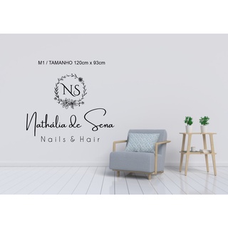 Adesivo Personalizado Para Salão De Beleza Ateliê Boutique Manicure Nail  Nome