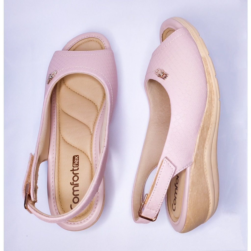 Sandália Anabela Ortopédica Baixa Conforto Comfortflex Shopee Brasil