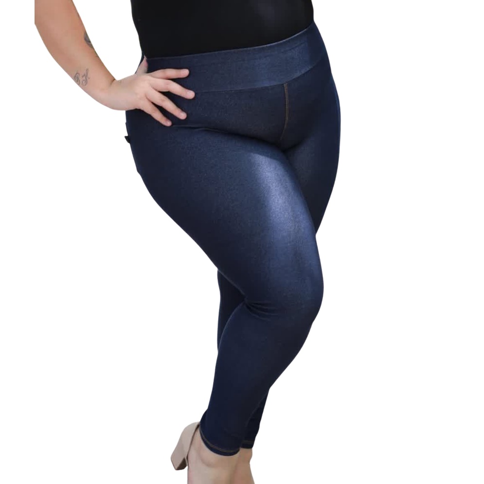 Calça Legging Modeladora Tipo Jeans Plus Size Moda Feminina G1 G2 G3