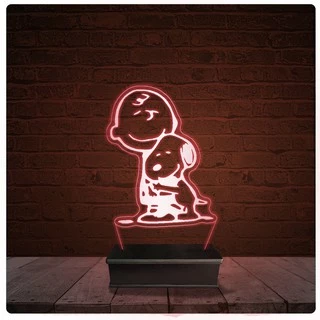 Abajur Luminária Acrílico Led - Snoopy Charlie Brown 13