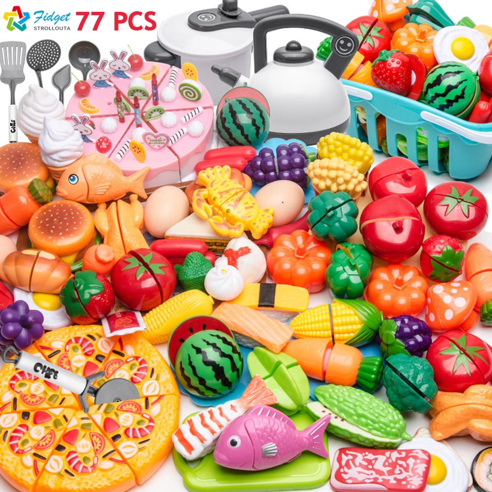 77 Pçs Plástico Cozinha Brinquedos Frutas E Legumes Carrinho De Compras  Conjunto Crianças Brinquedos Jogar Casa Simulação Comida Brinquedo Educação  Precoce Presentes - Brinquedo Artesanal - AliExpress