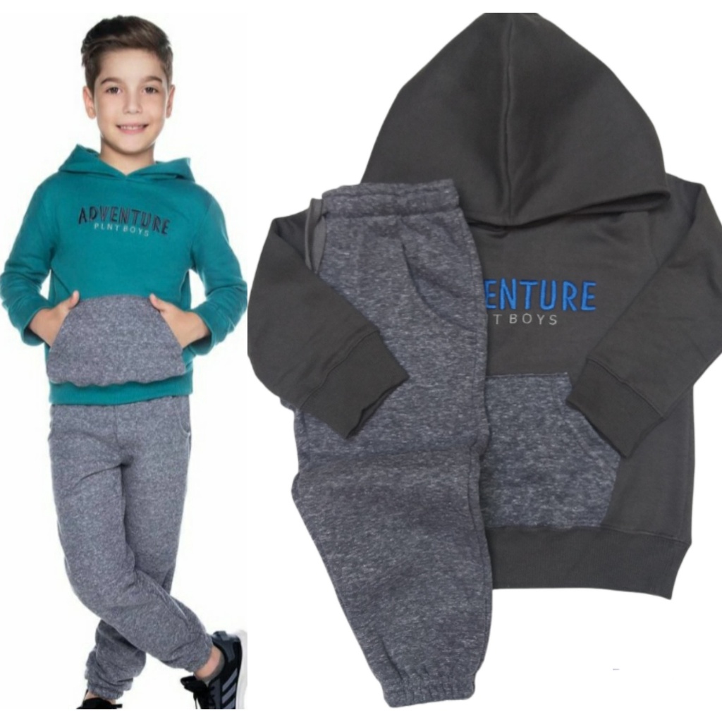Conjunto de Moletom Infantil Juvenil Menino Flanelado Tamanho 2 ao 12 ...