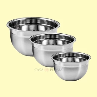 Kit 3 Tigelas Bowl Inox Multiuso 26cm 22cm e 18cm - KE Home