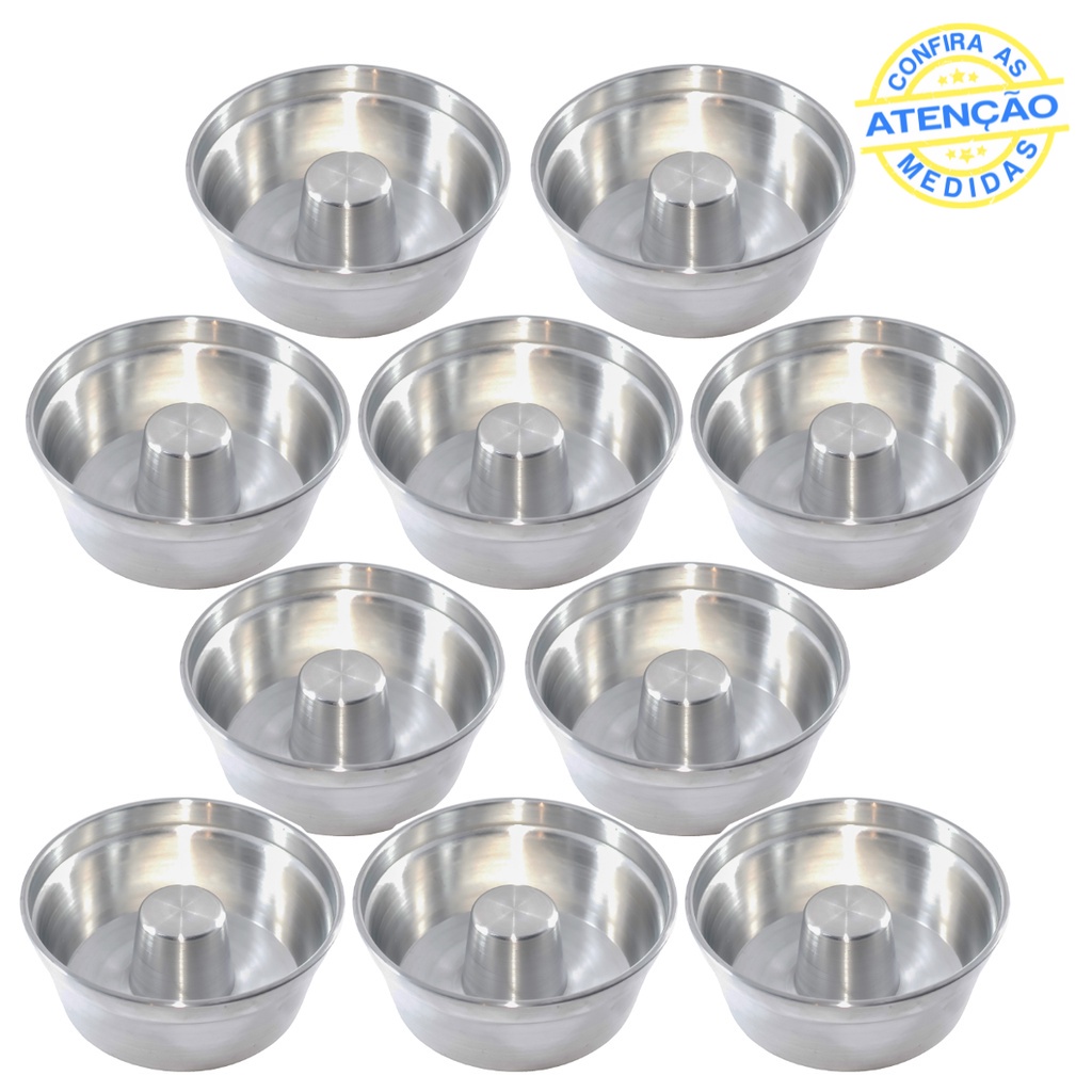 Kit 10 Formas de Bolo Pudim Padaria N 16 Redonda Com Furo