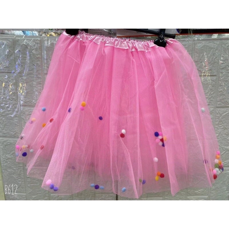 Saia de fashion tule com pompom