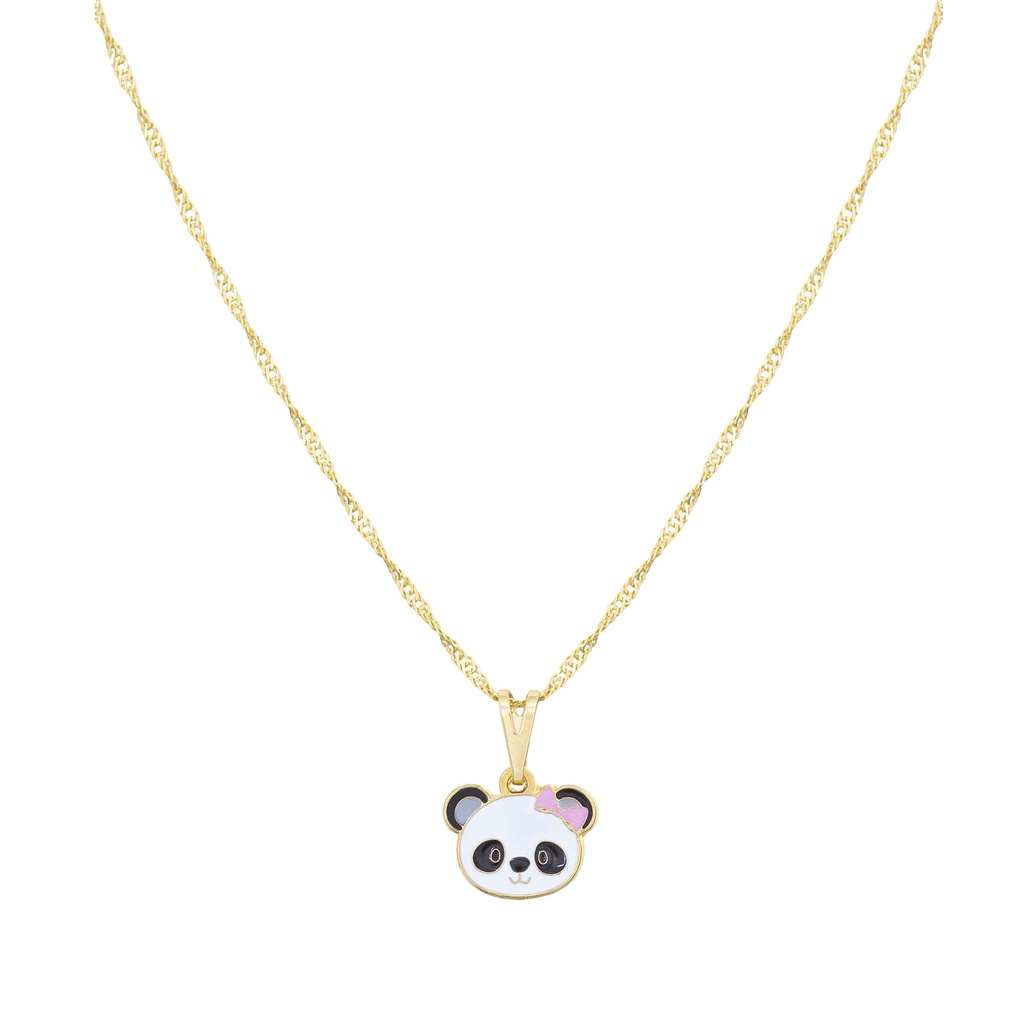 Colar infantil panda folheado a ouro 18k antialérgico | Shopee Brasil