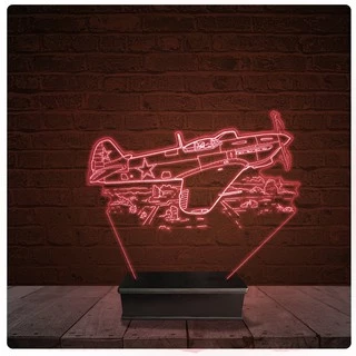 Abajur Luminária Acrílico Led - Avião spitfire 2 guerra
