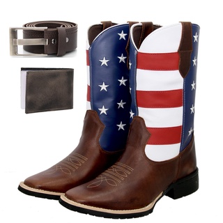 Bota Texana Country Masculina Texas Gold EUA de Couro + Carteira + Cinto