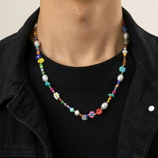 y2k Colar De Margarida Com Contas Pequenas Coloridas Para Homens/Mulheres Encantam Corrente De Boho No Pescoço Acessórios De Moda 2024 Jóias Presentes Femininos /