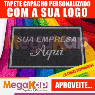 Tapete Capacho 100x60 Personalizado Logomarca Logotipo Empresa Loja Comercio 13mm espessura Antiderrapante 1 ano garantia